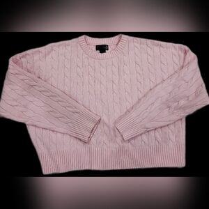 Elegant Pink Cable Knit Sweater